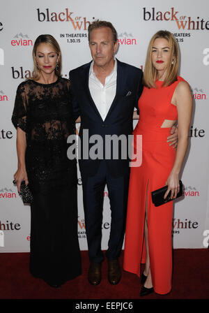 Los Angeles, Kalifornien, USA. 20. Januar 2015. Kevin Costner, Christine Baumgartner, Lily Costner Teilnahme an der Los Angeles-Premiere von "Black or White" im Regal Kinos L.A. Live in Los Angeles, Kalifornien am 20. Januar 2015 statt. 2015-Credit: D. Long/Globe Fotos/ZUMA Draht/Alamy Live-Nachrichten Stockfoto