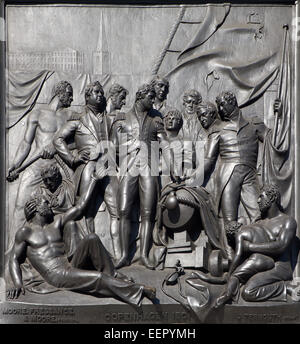 London - die Schlacht von Kopenhagen Relief von Nelson Denkmal vom Bildhauer J. Ternout - Trafalgar Square. Stockfoto