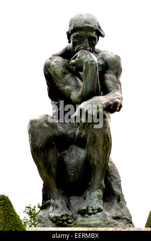 Paris, Frankreich. Musée Rodin in Rue de Varenne. "Der Denker" Statue im Museumspark Stockfoto