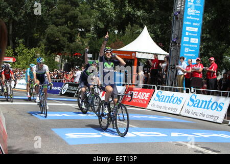 Adelaide, Australien. 21. Januar 2015. Spanier Juan Jose Lobato von Movistar Team feiert nach gewinnen 2. Etappe der Santos Tour Down Under am 21. Januar 2015 in Adelaide, Australien. Bildnachweis: Peter Mundy/Alamy Live-Nachrichten Stockfoto