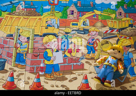 Meine erste Baustelle Boden Puzzle mit Modell von Bob der Baumeister Grafix Stockfoto