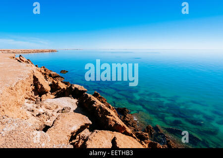 Klippen, Dakhla, Westsahara, Marokko. Stockfoto