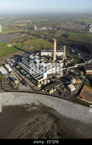 Eine Luftaufnahme des Aberthaw 'B', ein Kohle-Kraftwerk in Süd-Wales Stockfoto