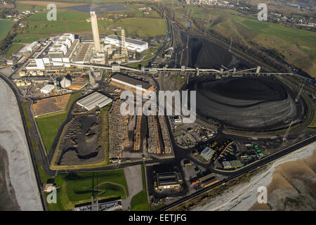 Eine Luftaufnahme des Aberthaw 'B', ein Kohle-Kraftwerk in Süd-Wales Stockfoto