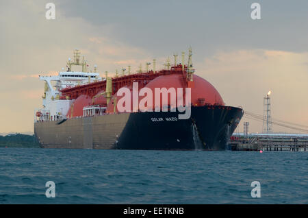 LNG-Tanker shipping laden Gas im LNG-terminal Stockfoto