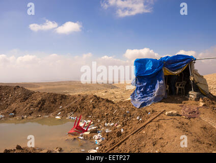 Kurdische Shelter auf der Front, Duhok, Kurdistan, Irak Stockfoto