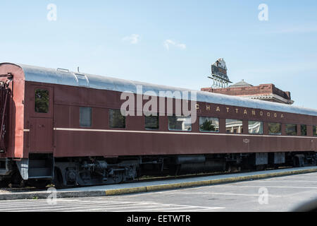 Eisenbahnwagen am historischen Chattanooga, Tennessee Valley Railroad Museum, Stockfoto