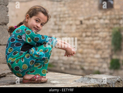 Yezedi Flüchtling aus Sindschar Leben In Lalesh Tempel, Kurdistan, Irak Stockfoto