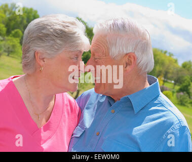 Älteres paar reiben Nasen Stockfoto