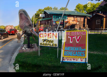 Tal-Fisch und Käseladen in Prairie du Chien, Wisconsin auf dem Mississippi River ist spezialisiert auf frische Meeresfrüchte und Wisconsin Stockfoto