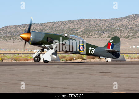 Howard Pardue besaß Hawker Sea Fury "Fury" auf der Rampe am Reno National Championship Air Races. Stockfoto