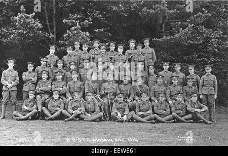 Aberdeen University Officers Training Corps, Sommer 1914, Windmill Hill Camp, North Tidworth, auf Salisbury Plain für ihre zweite jährliche Lager. Stockfoto