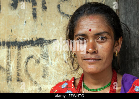 Nepalesische Frau, Porträt, Bandipur, Nepal Stockfoto