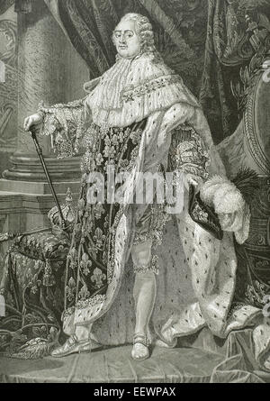 Ludwig XVI. (1754-1793). König von Frankreich. Porträt. Kupferstich, 19. Jahrhundert. Stockfoto