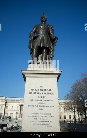 Statue von Major-General Sir Henry Havelock auf dem Trafalgar Square Stockfoto