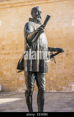 Statue von Jean Parisot de Valette Gründer von Valletta Pjazza Jean De Valette Valletta Malta EU Europa Stockfoto