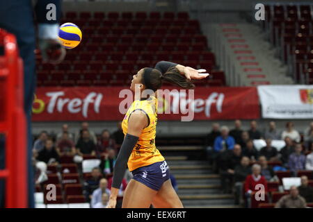 Sopot, Polen 22. Jan.  2015 CEV Volleyball Weltmeisterschaft 2015. PGE Atom Trefl Sopot Gesichter Prosecco Doc-Imoco Conegliano in der Challenge-Runde der Frauen 2015 CEV Volleyball Cup Ð. Rachael Adams (8) in Aktion während des Spiels Stockfoto