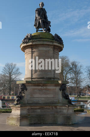 Sir Ronald Gower Denkmal für William Shakespeare, Bancroft Gärten am Fluss Avon in Stratford-upon-Avon, England, Vereinigtes Königreich Stockfoto