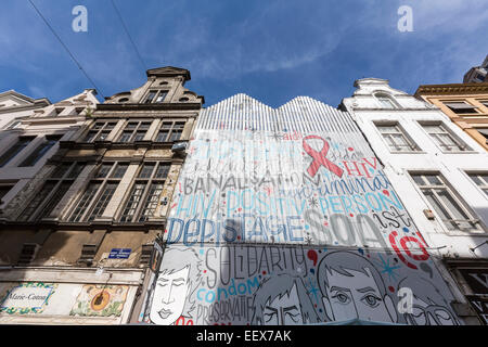Holzdeckel in einem Restaurierung Haus im alten Brüssel Stockfoto