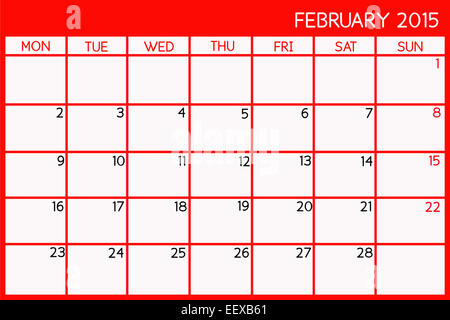 Leeren Kalender Februar 2015 Stockfoto