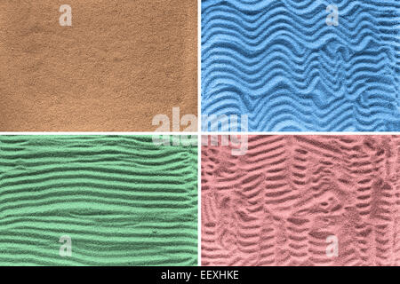 Texturen aus farbigem Sand - eine Welle, Linien und Chaos-Hintergrund Stockfoto