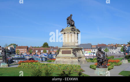 Sir Ronald Gower Denkmal für William Shakespeare, Bancroft Gärten am Fluss Avon in Stratford-upon-Avon, England, Vereinigtes Königreich Stockfoto