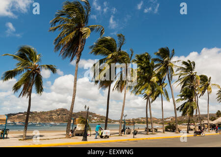Meer Palmen an dieses beliebte touristische Drehscheibe für den südlichen Surfstränden; San Juan del Sur, Provinz Rivas, Nicaragua Stockfoto