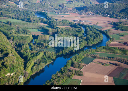 Luftaufnahme des Dordogne-Tal in Frankreich Stockfoto