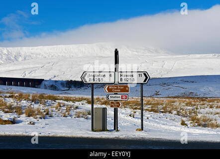 Verschneite Winterlandschaft, Ribblesdale, Yorkshire Dales National Park, North Yorkshire, England UK Stockfoto