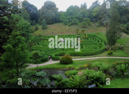 September 2014 das Labyrinth in dem National Trust Glendurgan Gardens in der Nähe von Falmouth, Cornwall. PIC Mike Walker, Mike Walker Pictur Stockfoto