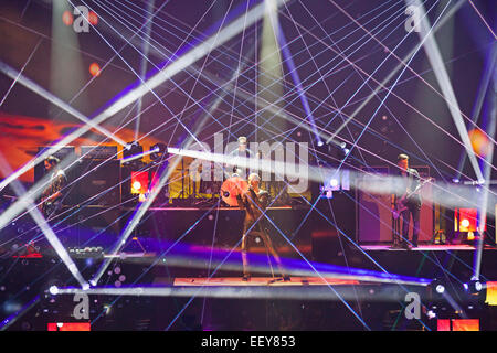 Deutschrock-Band Tokio Hotel, während das deutsche TV Show ZDF Wetten dass. in Erfurt, Thüringen, Deutschland, Europa Stockfoto