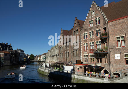 Gent, Belgien, mit Blick auf die historischen Gebäude entlang der Leie, Stockfoto
