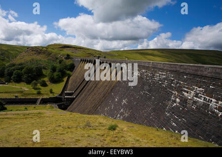 Claerwen Reservoir Damm bei Elan-Tal, Powys, Wales, UK Stockfoto