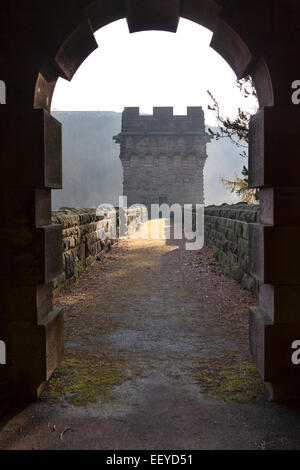 UK, Derbyshire, Derwent Reservoir, Staumauer. Stockfoto