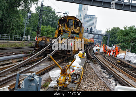 Berlin, Deutschland, Gleisumbau auf der Berliner Stadtbahn Stockfoto