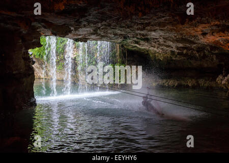 Zip-Lining, Explor, Riviera Maya, Yucatan, Mexiko. Stockfoto