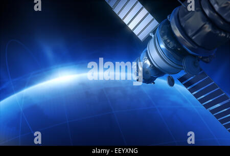 3D Satellite und abstraktes Erde. Stockfoto