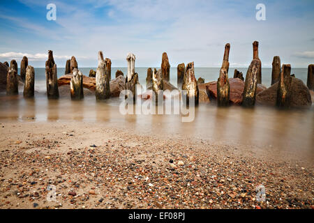 Buhnen an der Ostseeküste Stockfoto