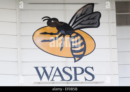 Coventry, Vereinigtes Königreich. 24. Januar 2015. Europäische Rugby Champions Cup. Wespen gegen Leinster. Die Wespen-Logo schmückt die Ricoh-Stadion. Bildnachweis: Aktion Plus Sport/Alamy Live-Nachrichten Stockfoto