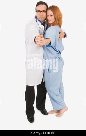 Arzt und Krankenschwester tanzen Stockfoto