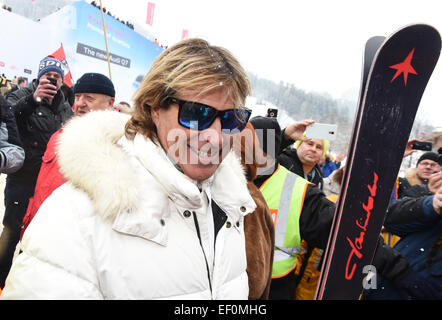 Kitzbüheler, Österreich. 24. Januar 2015. Volksmusiker Hansi Hinterseer besucht das Hahnenkamm-Rennen in Kitzbüheler, Österreich, 24. Januar 2015. Anlässlich der jährlichen Hahnenkamm-Rennen Stars treffen sich in der renommierten Ski-Hauptstadt. Foto: FELIX HOERHAGER/Dpa/Alamy Live News Stockfoto