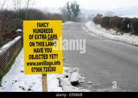 Derbyshire Dorf Süd Wingfield "Nein sagen" Kampagne zur grünen Wohnsiedlung. Stockfoto