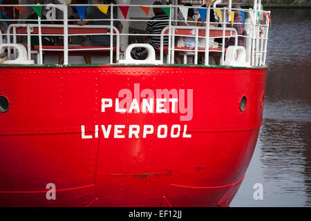 Der Planet Mersey Bar Feuerschiff, Liverpool Docks, Merseyside, England, UK Stockfoto