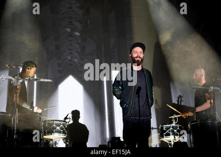 BARCELONA - 13 JUN: Woodkid (Band) führt auf Sonar Festival am 13. Juni 2014 in Barcelona, Spanien. Stockfoto