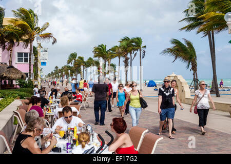 Hollywood Florida, North Broadwalk, Promenade, Fußgängerweg, Wandern, Strände am Atlantischen Ozean, Geschäfte, Außenweg im Freien Stockfoto