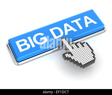 Klicken auf eine Schaltfläche "Big Data", 3d render Stockfoto