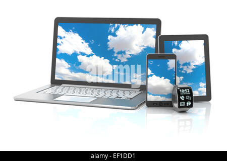 Gadgets wie Smartphones, Smartwatch, digital-Tablette und lap Stockfoto