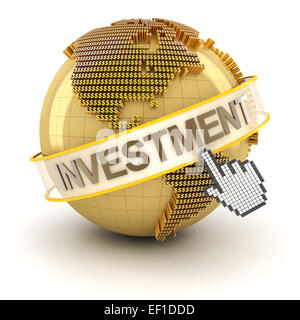 Golden Globe mit Investitionen text Stockfoto