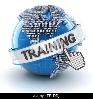 Ausbildung-Symbol mit digital Globe, 3d render Stockfoto