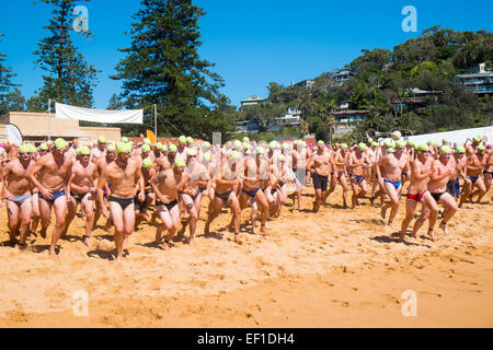 Sydney, Australien. 25. Januar 2015. Dies ist das 41. Ozean Schwimmen Rennen von Palm Beach Pavillion ins Zentrum von Whale Beach, Sydne Stockfoto